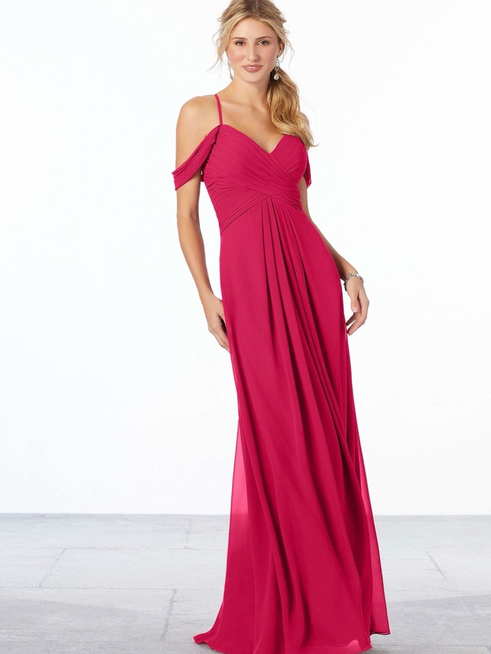 Formal A Line Pleated Long Evening Dress Magenta Sz 4